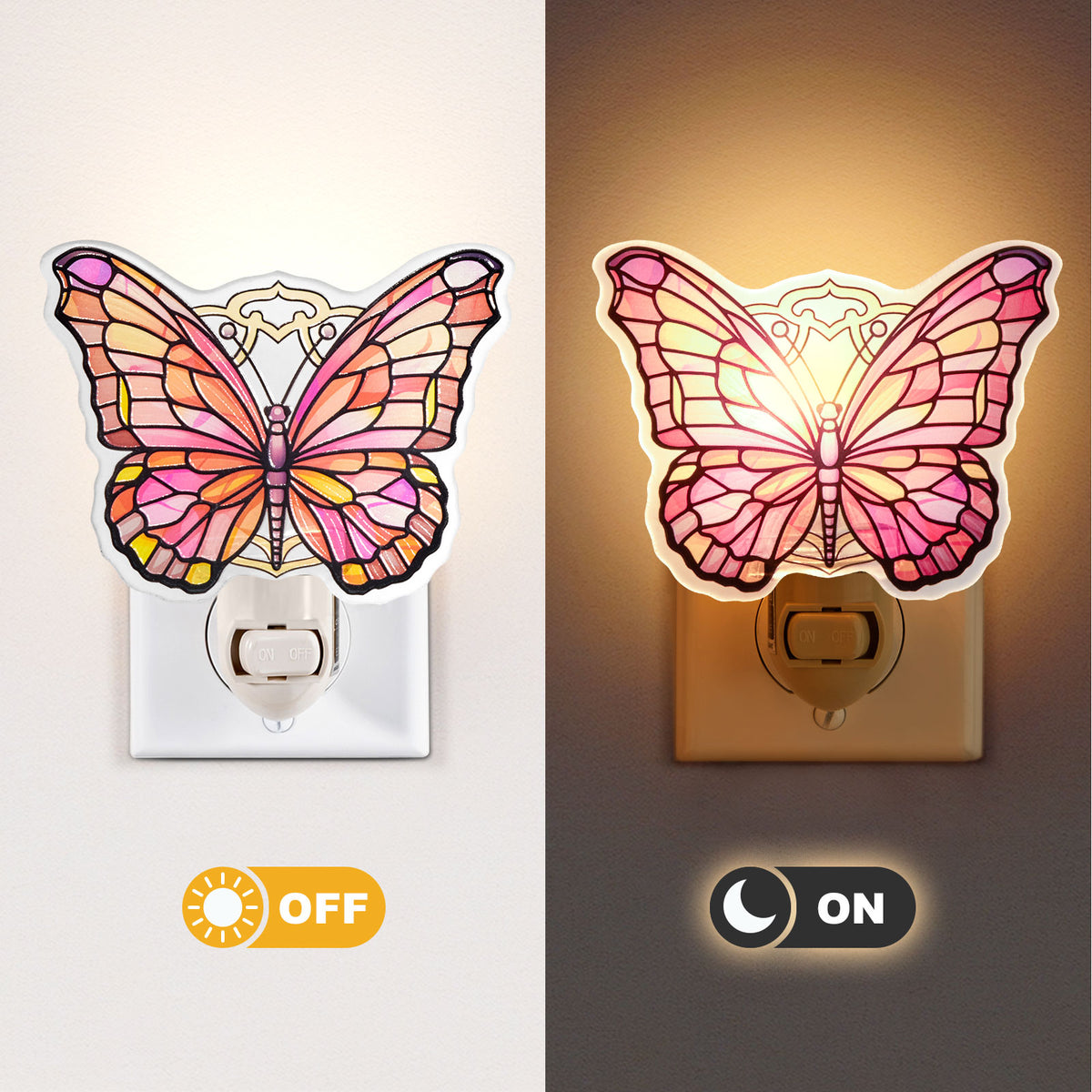Monarch Butterfly Stained Glass Night Light