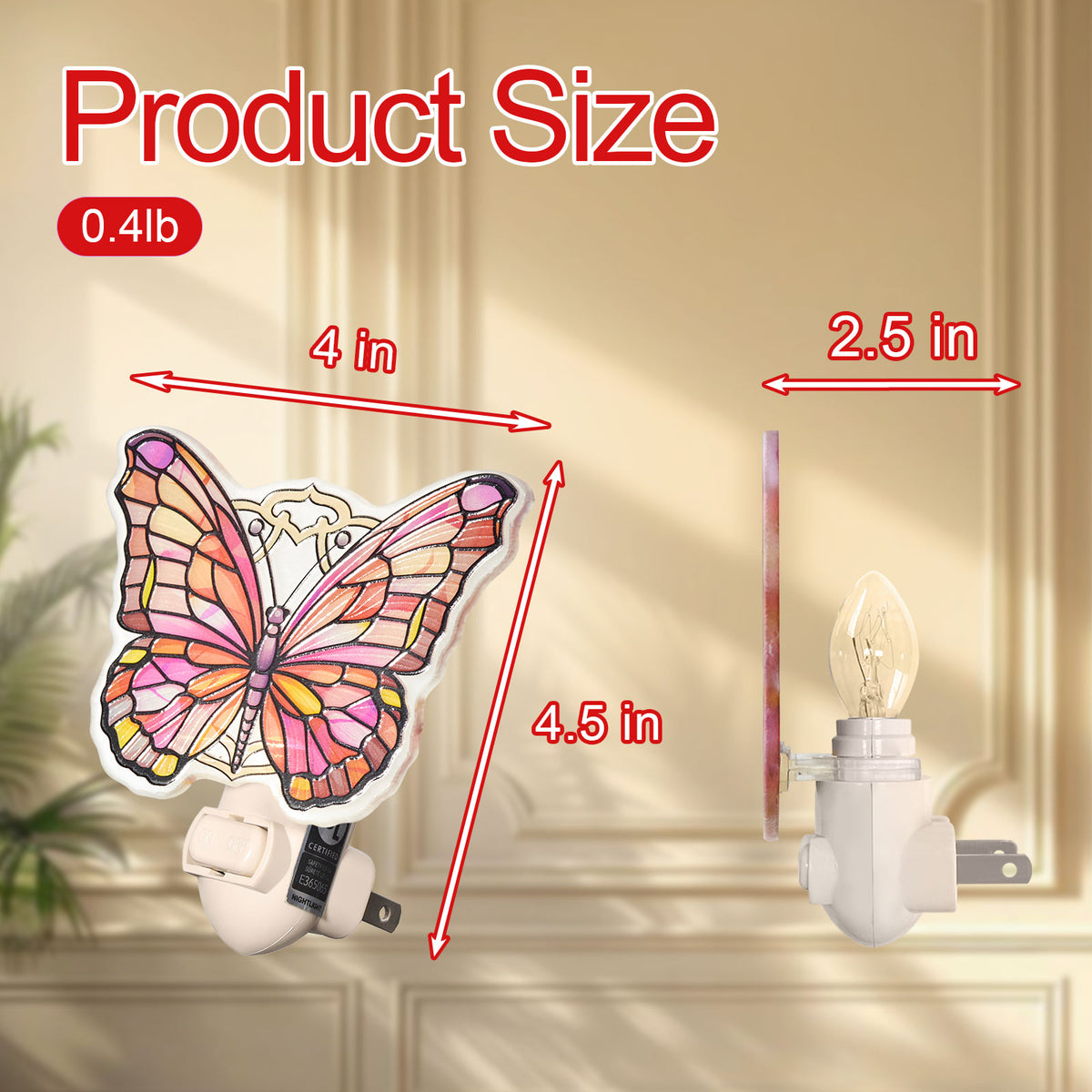 Monarch Butterfly Stained Glass Night Light