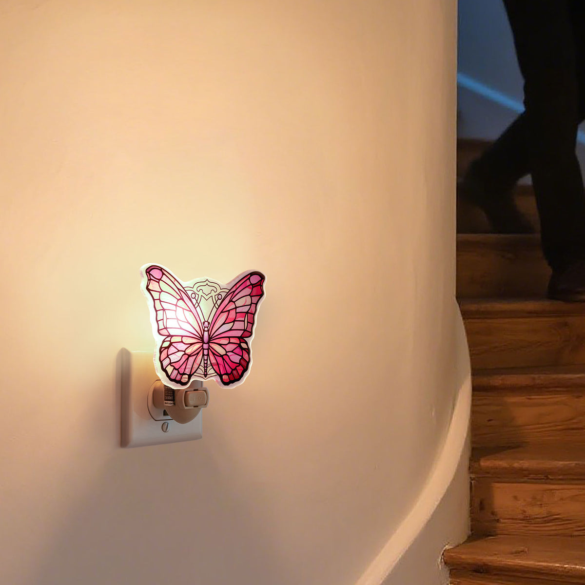 Monarch Butterfly Stained Glass Night Light